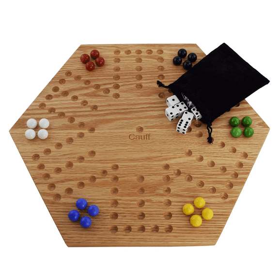 Solid Oak Double Sided Marbles Board Game Wooden 16 inch by Cauff