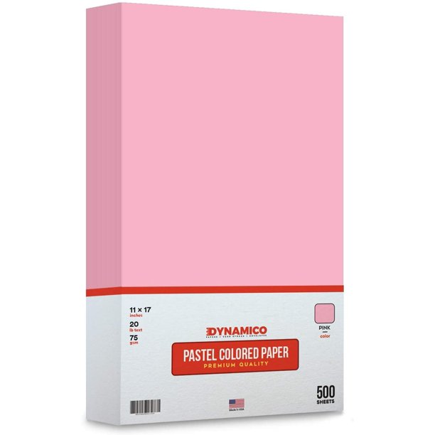 Pink 11 x 17" Pastel Light Color Regular Paper, Big Size Colored