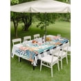 thumbnail image 3 of Coastal Corals Shells Outdoor Tablecloth - 60x120 Inch Rectangle Dining Table Cover, Ocean Marine Life Sstarfish Black Plaid Waterproof Outdoor Table Cloth with Umbrella Hole & Zipper for Patio, 3 of 7