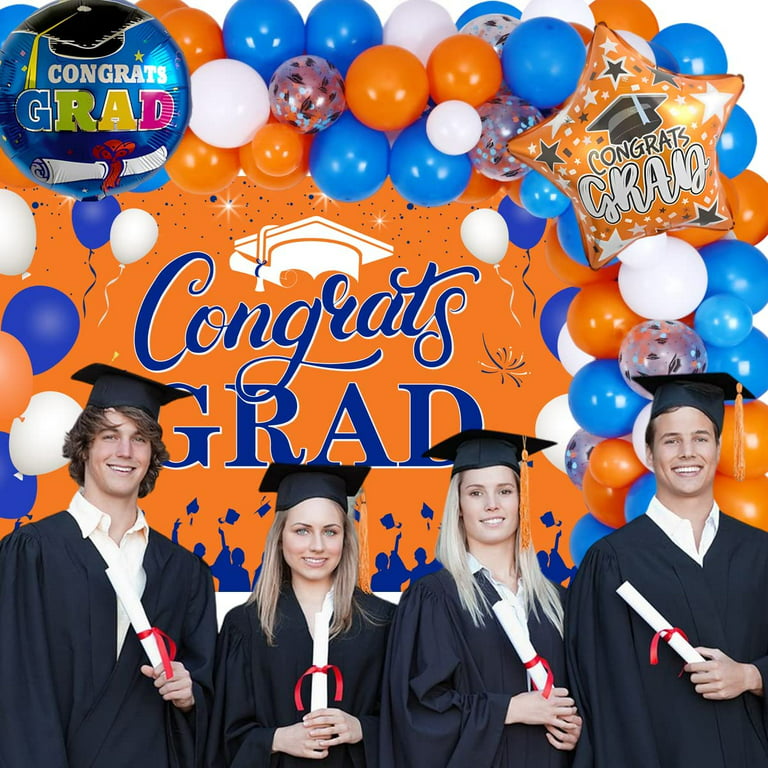 Class of 2024 Graduation Decorations Orange and Blue Congrats Grad