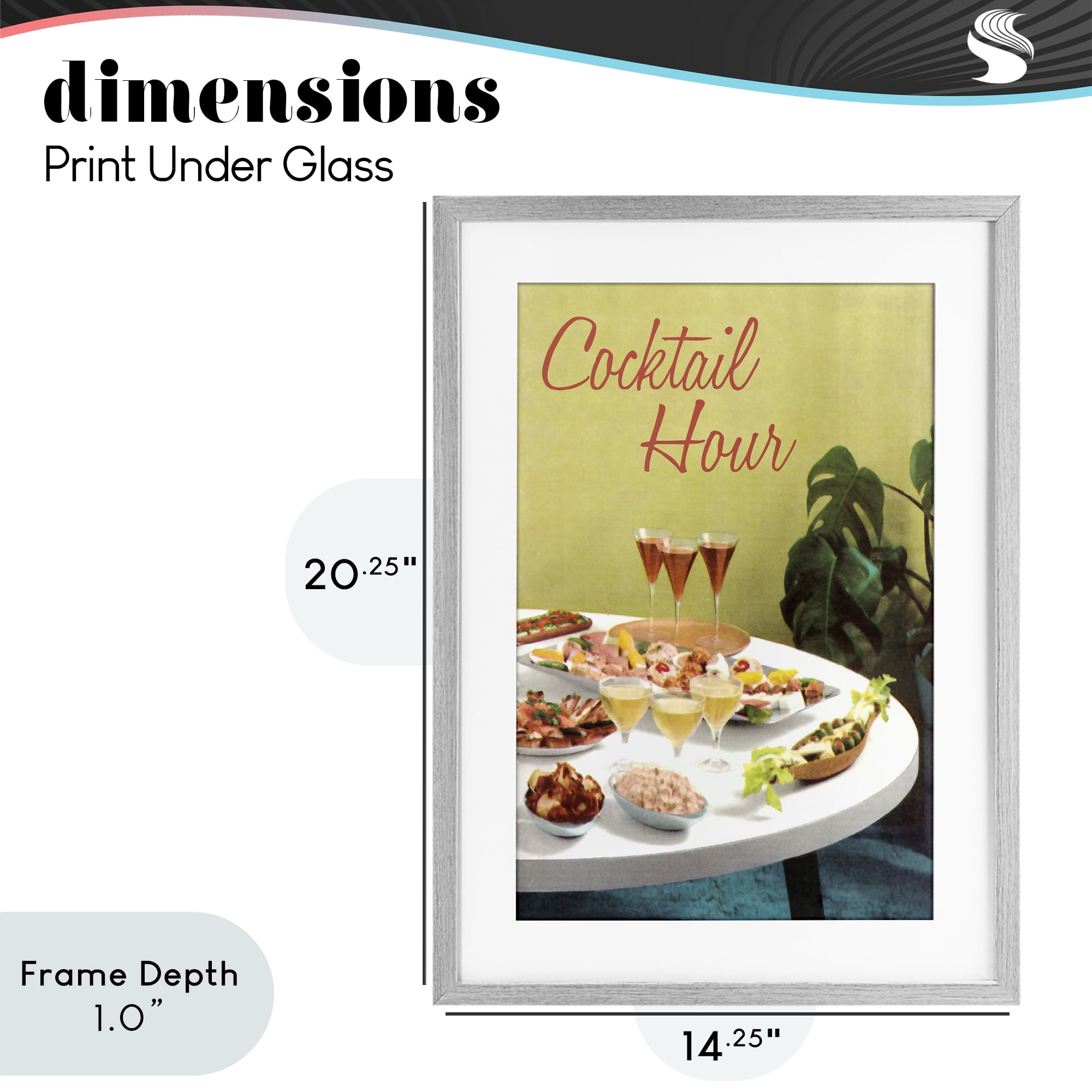 Stupell Industries Cocktail Hour Table Spread Gray Framed Print Under Glass, design by Tim Wright