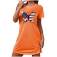 thumbnail image 2 of Aobny Lightweight Sleep Dress Women Patriotic Short Nightgowns Crew Neck Orange Short Sleeve Womens Pajamas Set,M, 2 of 5