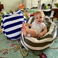 thumbnail image 4 of Stuffed Animal Storage Bean Bag Chair 23" for Kids Room DIY Bean Bag Covers Only White Blue Stripes, 4 of 6