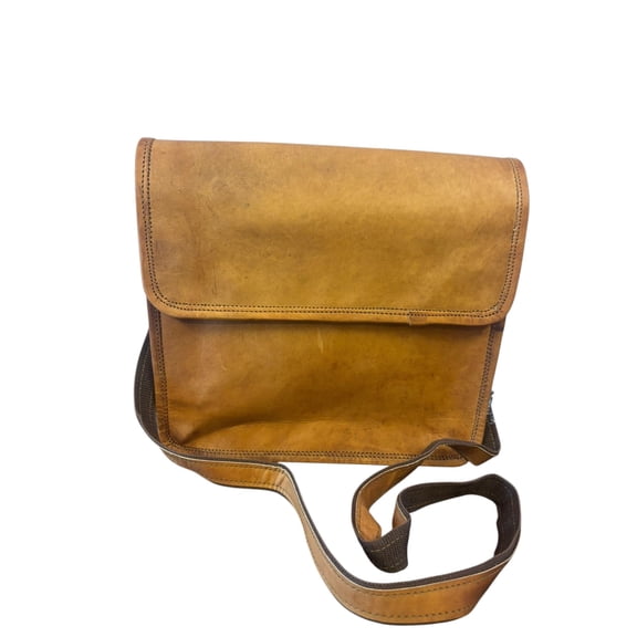 Handmade Leather Crossbody Bag 9x11 Inch Lightweight Vintage Style Shoulder Bag for Men & Women