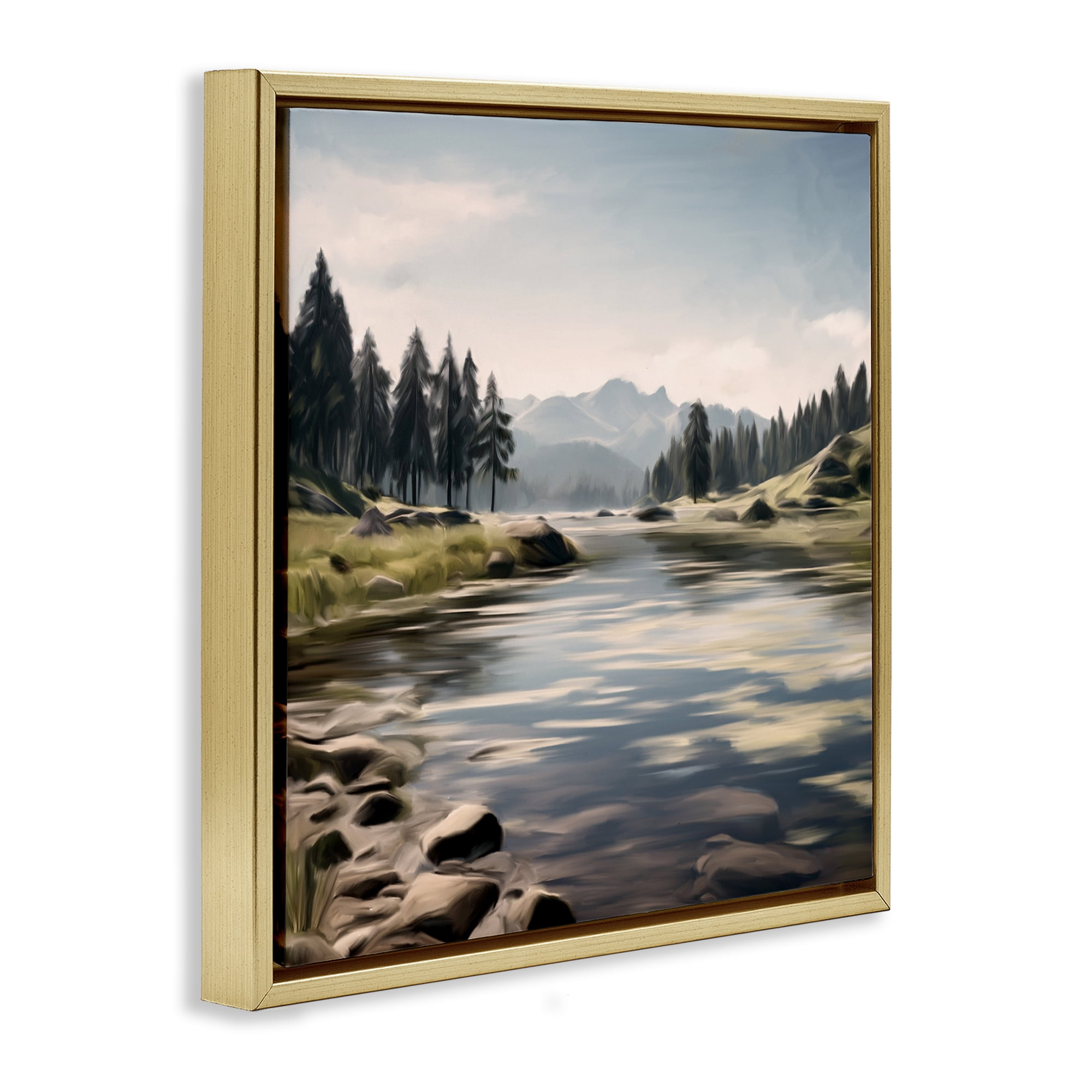 My Hideaway Pond Ripples Gold Framed Floater Canvas Wall Art, design by Kim Allen
