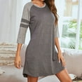 thumbnail image 3 of Hvyesh Womens Nightgown Soft 3/4 Sleeve Nightdress Lightweight Sleep Shirt Cozy Thigh Length Sleepwear Lightweight Loungewear, 3 of 7