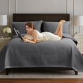 thumbnail image 3 of CJC Quilted Duvet Cover Set 3-Piece – Soft All-Season Bedspread with 2 Pillow Shams (220x240 cm / 87x94 in, Dark Gray), 3 of 9