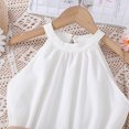 thumbnail image 4 of Toddler Dresses 8-9 Years Solid Color Hanging Neck Waist Collection Princess Fashion Outwear A Line White Sun Dress, 4 of 7
