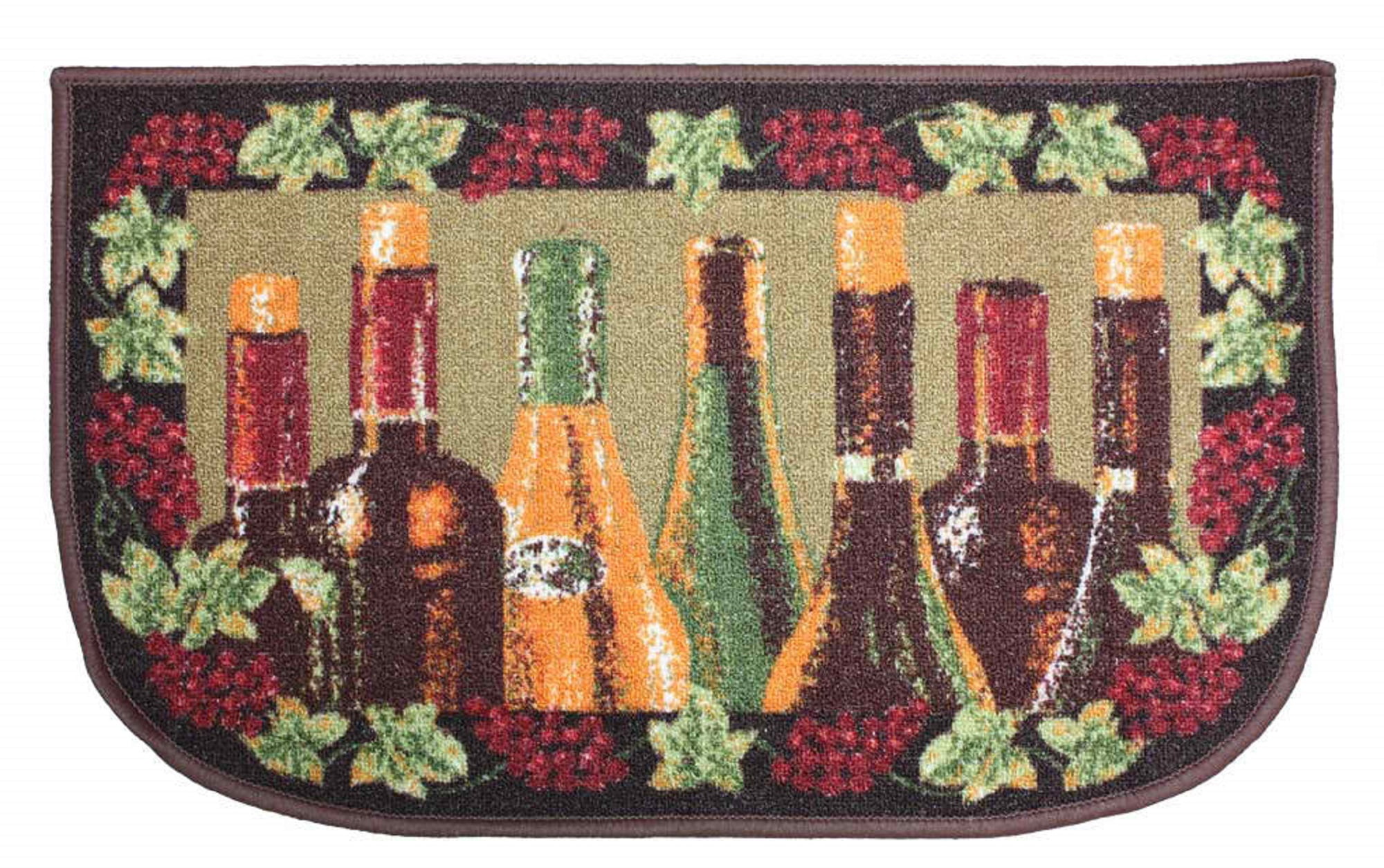 J & M Home Fashions Wine Bottle Kitchen Slice Rug 18x30