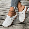 thumbnail image 2 of Rokment Women's Orthopedic Backless Sandals Beach Casual Buckles Closed Toe Arch Support Wedge Clogs Comfortable Platform Walking Mules Boho Retro Chunky Heels Dressy Slip on Slides White Size 8.5, 2 of 4