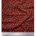 thumbnail image 1 of Soimoi Red Rayon Fabric Floral & Leaves Decor Fabric Printed Yard 56 Inch Wide, 1 of 3
