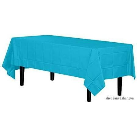 

12-Pack Premium Plastic Tablecloth 54In. X 108In. Rectangle Table Cover - Turquoise