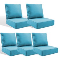 PARKWELL Outdoor Deep Seat Cushion Set, 24 x 24, Water Repellent, Fade Resistant, 6" Thicken Deep Seat Bottom and Back Cushion for Chair, Sofa, and Couch, Turquoise (10-Piece)