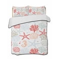 thumbnail image 2 of Ocean Orange Red Twin XL Size Down Alternative Comforter, Lightweight Comforter Quilt Bedding Set with Pillow Shams Coastal Starfish Coral Shell Marine All Seasons Bed Comforter Duvet Insert 68"x98", 2 of 7
