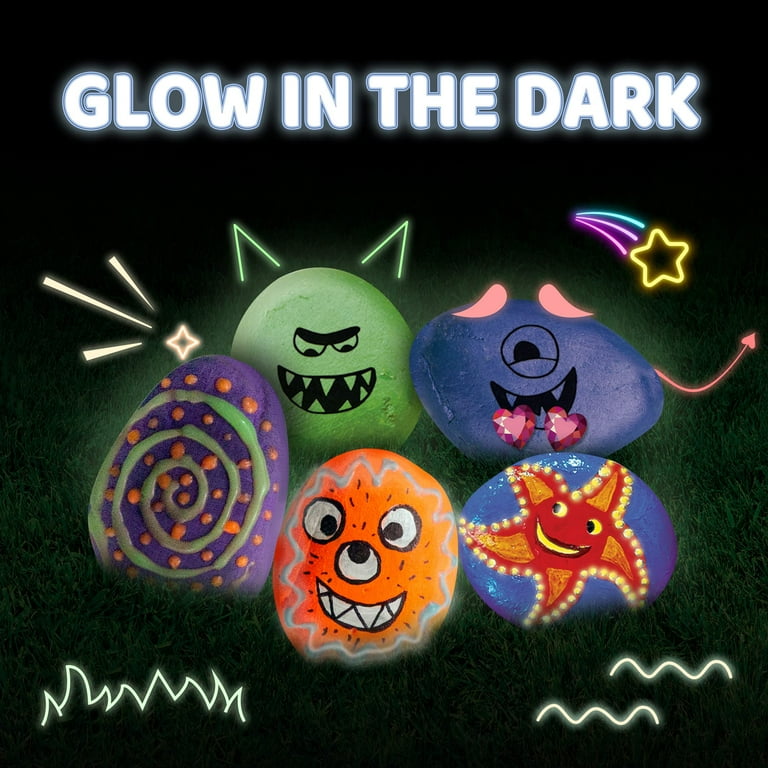 Dan&Darci Kids Rock Painting Kit - Glow in The Dark - Arts & Crafts Gifts for Boys and Girls Ages 4-12 - Craft Activities Kits - Creative Art