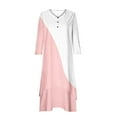 thumbnail image 4 of Funicet Womens Plus Size Boho Dresses Retro Button Dress V Neck 3/4 Sleeve Color Block Bohemian Maxi Dresses Irregular Hem Wrap Evening Dresses, 4 of 5