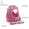 thumbnail image 4 of Gustave Pet Dog Vest Harness and Leash Set Adjustable Reflective Safety Vest Soft Corduroy Mesh Padded For Puppy Dogs Cats Outdoor "Pink, Size S", 4 of 10