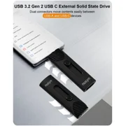 Nusyn NSU53 1TB External SSD / USB Drive - Up to 1050MB/s, 2-in-1 USB-C + USB-A, USB 3.2 Gen2, Portable Solid State Drive for iPhone 15/16+, Android Phones/Tablets, PS4, Windows & Mac