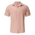 thumbnail image 5 of GiLiling Boys Button Down Shirt Cotton Short Sleeve Shirt Solid Summer Beach Shirt with Pocket (Pink, 9-10 Years), 5 of 8