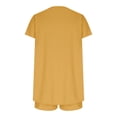 thumbnail image 5 of Guieoi Summer Two-Piece Outfit Solid-Color Short-Sleeve Top and Pants Casual Matching Set Yellow XL, 5 of 6