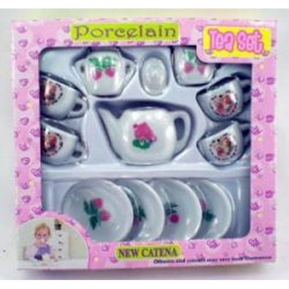GIRL FUN TOYS 13 Pièces en Porcelaine Véritable Set de Thé en Céramique pour les Petites Filles