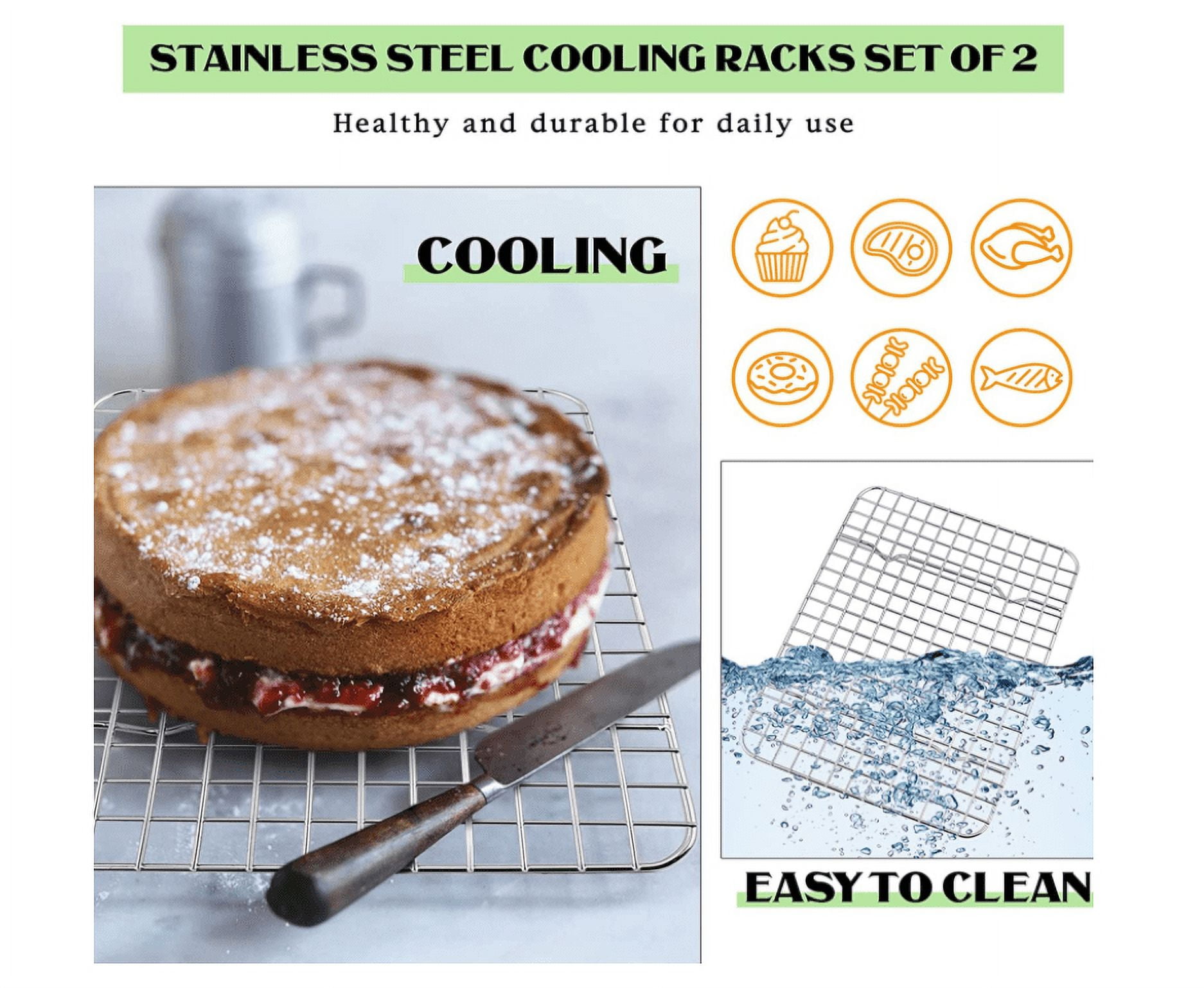 HULISEN Cooling Rack 2 Pack - 16 x 10, Nonstick Baking Rack with Handle  fits Half Sheet Pan, Cookie Cooling Racks for Baking and Cooking, Wire