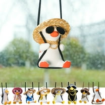 Taosunzt Swing Duck Car Hanging Decoration Home Office Auto Rearview Mirror Cartoon Duck Hanging Ornament Animal Pendant Birthday Christmas Gift Style A