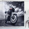 thumbnail image 1 of Outdoor Activities Racing Bikers Decor Monochrome Shower Curtain Set Extra Long, 1 of 3