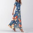 thumbnail image 4 of Summer Dresses for Women 2026 American Flag Print 4Th of July Dress Elegant Short Sleeve Flowy Beach Boho Dress, 4 of 5