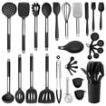 thumbnail image 1 of Set de utensilios de cocina E-far de 30 piezas con soporte, silicona negra, 1 of 7