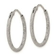 thumbnail image 2 of 925 Sterling Silver Rhodium-plated Laser Cut 2mm Endless Hoop Earrings; for Adults and Teens; for Women and Men, 2 of 3