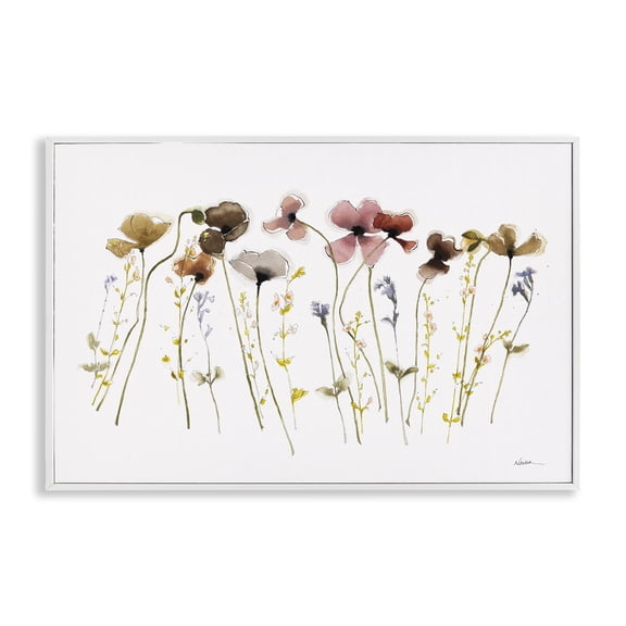 Stupell Industries Modern Spring Poppy Sprigs White Framed Giclee Art, 18 x 12, by Shirley Novak
