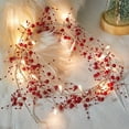 thumbnail image 4 of 20 LED Christmas String Lights  7 ft Pinecone Red Berry Bell  Garland with Lights Battery Operated Fairy String Lights with Pine Cone Indoor Outdoor Holiday Christmas New Year Party Decor, 4 of 6