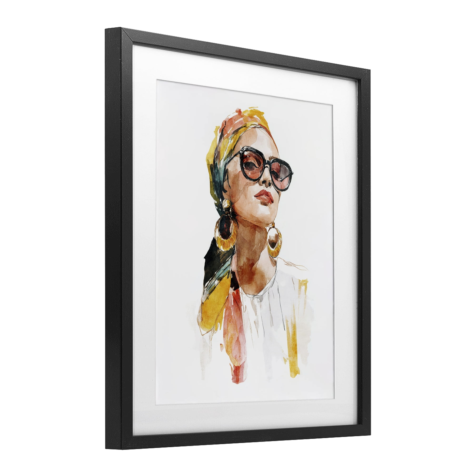 Stupell Industries Stylish Woman with Headwrap Black Framed Print Under Glass, design by Svetlana Aleynikova