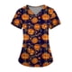 thumbnail image 1 of Camisa de uniforme médico de manga corta con cuello en V y temática de Halloween para mujer con estampado de calabaza, 1 of 3