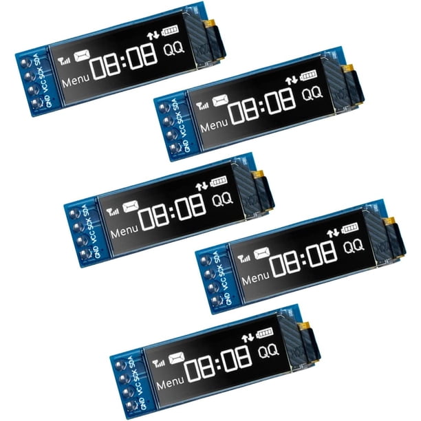 5 Pcs 0.91 Inch I2C OLED Display Module IIC OLED Screen DC 3.3V~5V ...
