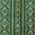 thumbnail image 1 of Ahgly Company Machine Washable Indoor Square Abstract Turquoise Blue Modern Area Rugs, 8' Square, 1 of 4