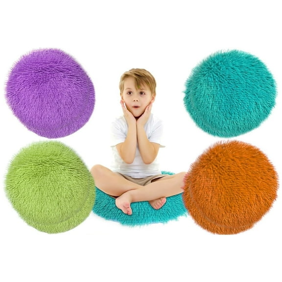 Kids Carpet Circle Seats Cushions Non-Slip Floor Cushions for Kids Seat Cushions Rugs 4 Pcs 16 inches Round Soft Colorful Classroom Mat for School Home Living Room Bedroom Nursery and Pet