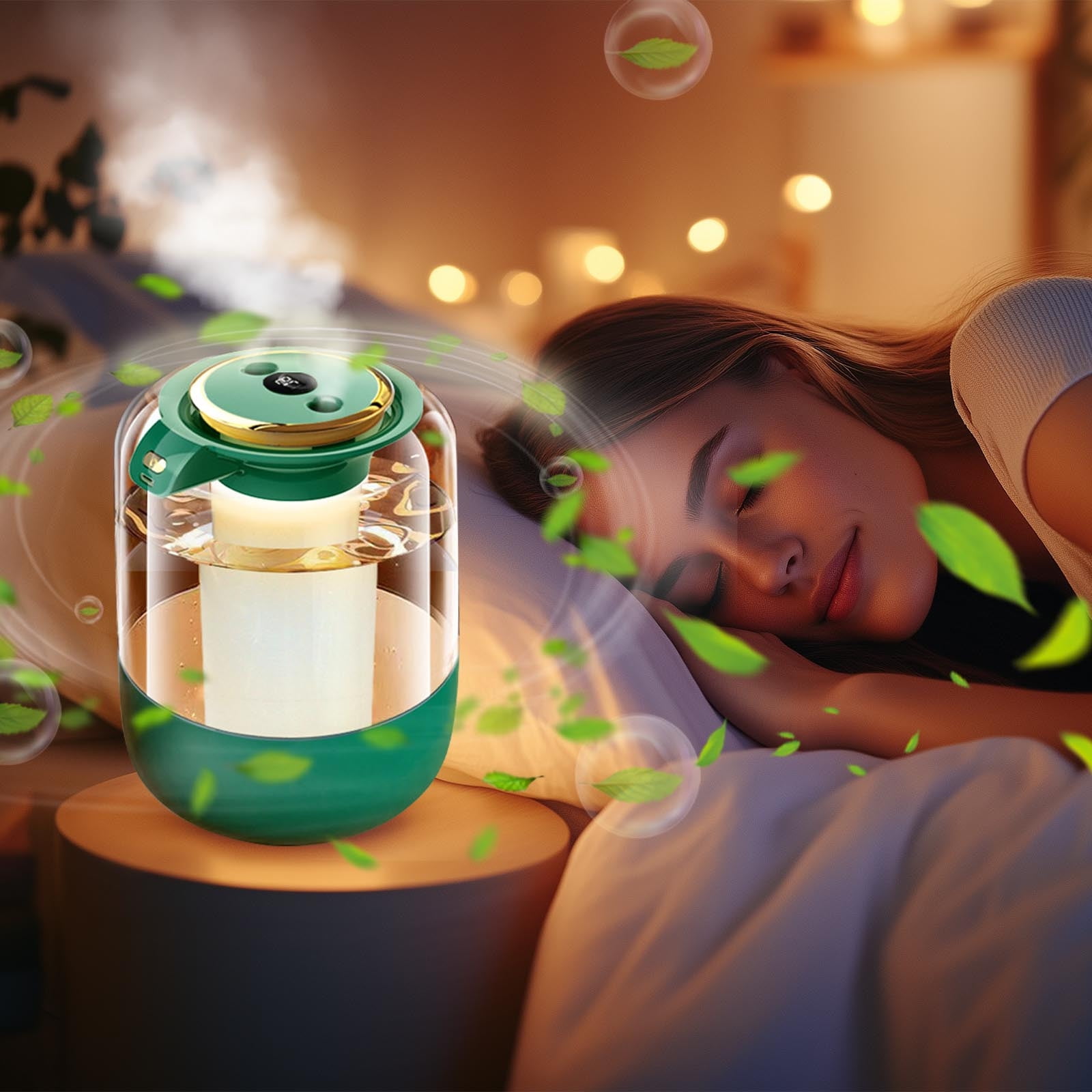 2L Cool Mist Humidifier USB, Large Capacity Quiet Bedroom Humidifier with Night Light Digital Display Timer, for Home Office Sleep Air Moisturizing