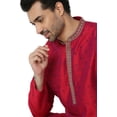 thumbnail image 5 of In-Sattva Men's Embroidered and Patterned Regular Fit Long Kurta Tunic; Vibrant Magenta; SM, 5 of 6