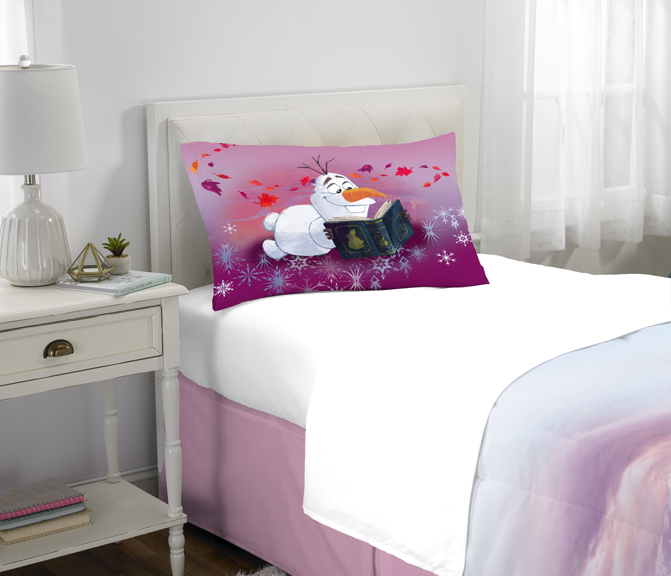Disney Frozen 2 Kids Comforter and Sham, 2-Piece Set, Twin/Full, Reversible, Pink, Purple