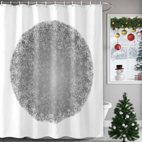 Christmas Snowflakes Shower Curtains for Bathroom, Grey Abstract Textures Decoration Waterproof Fabric Shower Curtain for Bathroom Bathtub Decoration, Machine Washable, 72"x84"