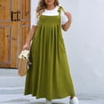 thumbnail image 4 of ATOYSOY Women's Sleeveless Plus Size Suspenders Maxi Dresses Baggy Beach Sundress Pleated Bandage Casual Pockets Ruched Square Neck Dress for Girls Green XXXL, 4 of 9