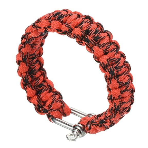 Uxcell Survival Paracord Bracelets, Braided Paracord Bracelet, Red, Black