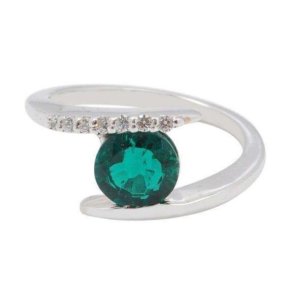 14KT White Gold 1.30Ct 100% Natural Zambian Emerald IGI Certified Diamond Ring