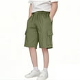 thumbnail image 3 of NAISIBABY Boys Cargo Shorts, Elastic Waist Summer 2025 Solid Color Shorts with Pockets Green 5-6T, 3 of 8
