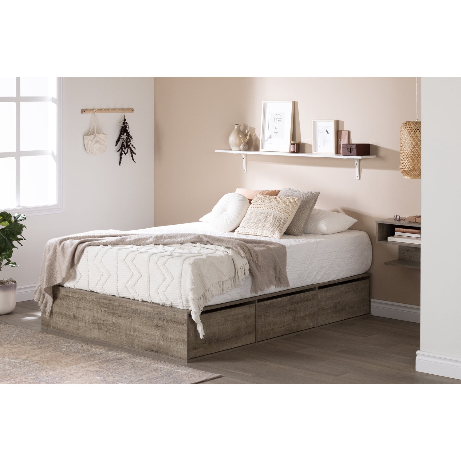 South Shore SoHo Kids Full Mates Bed (54") with 3 Drawers, Pure White