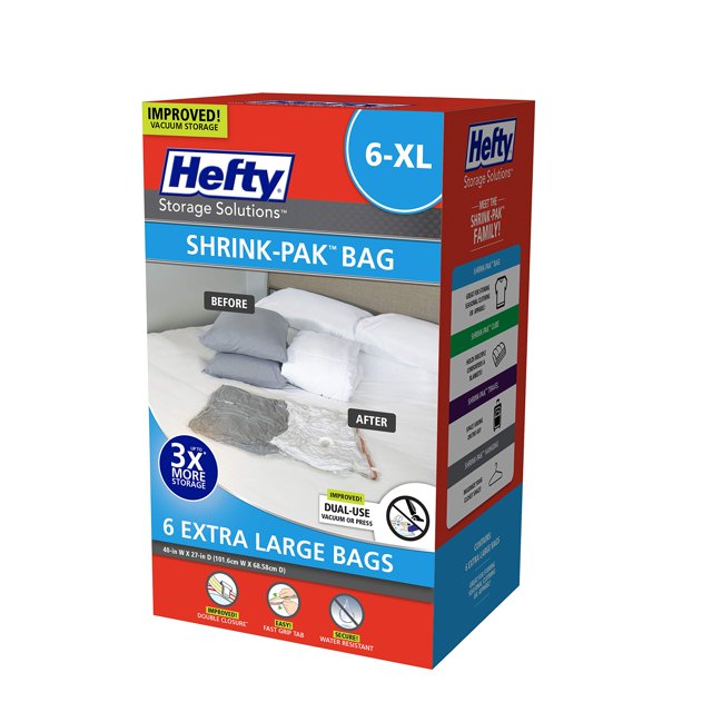 Bolsas de almacenamiento selladas al vacío Hefty Shrink-Pak 6 extra grandes