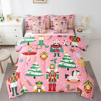 Manfei Merry Christmas 7pcs Bedding Comforter Set,Nutcracker Soldier Queen Bedding Sets,Cute Ballet Girls Queen Sheet Sets For Child,Breathable Home Decor Reversible