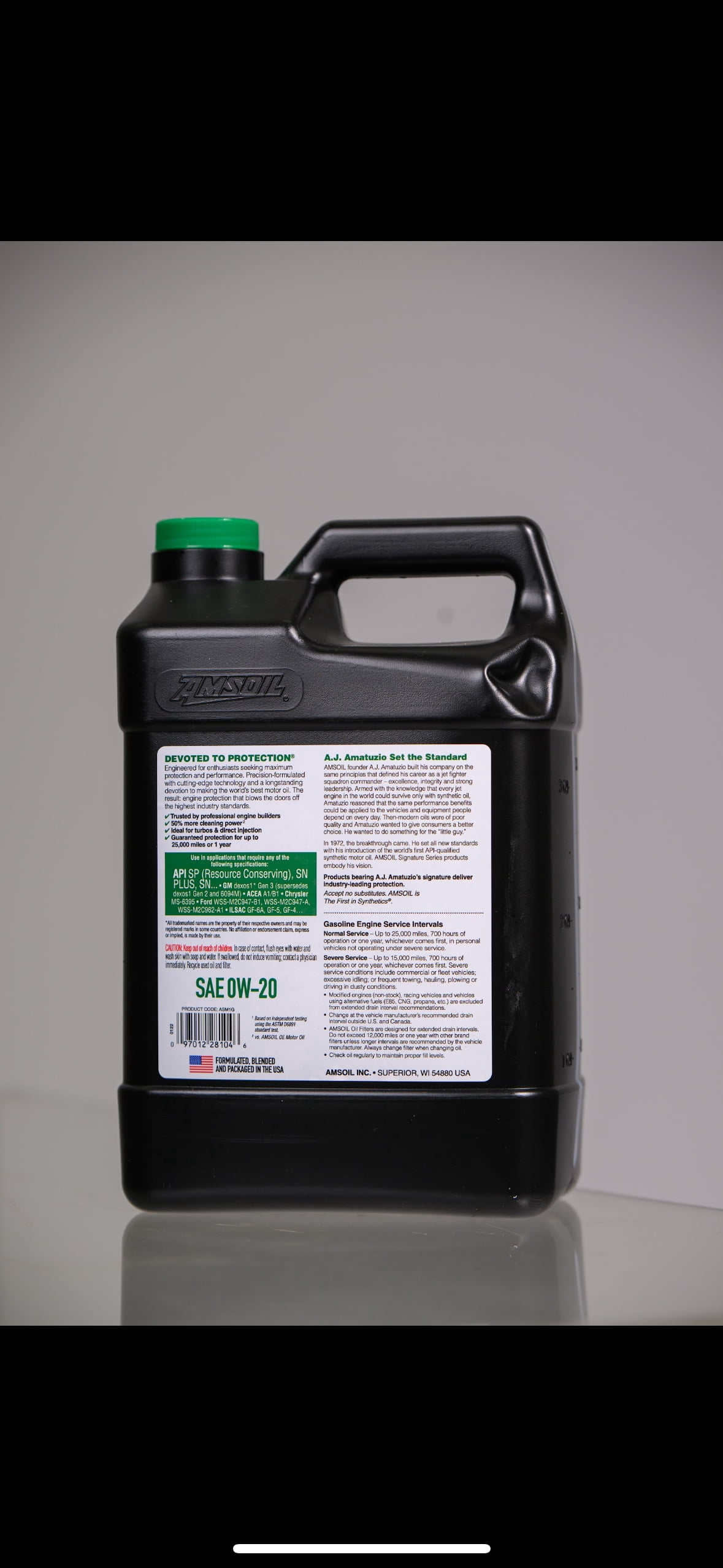 Amsoil Synthetic Motor Oil SAE 0W-20 - 1 Gallon